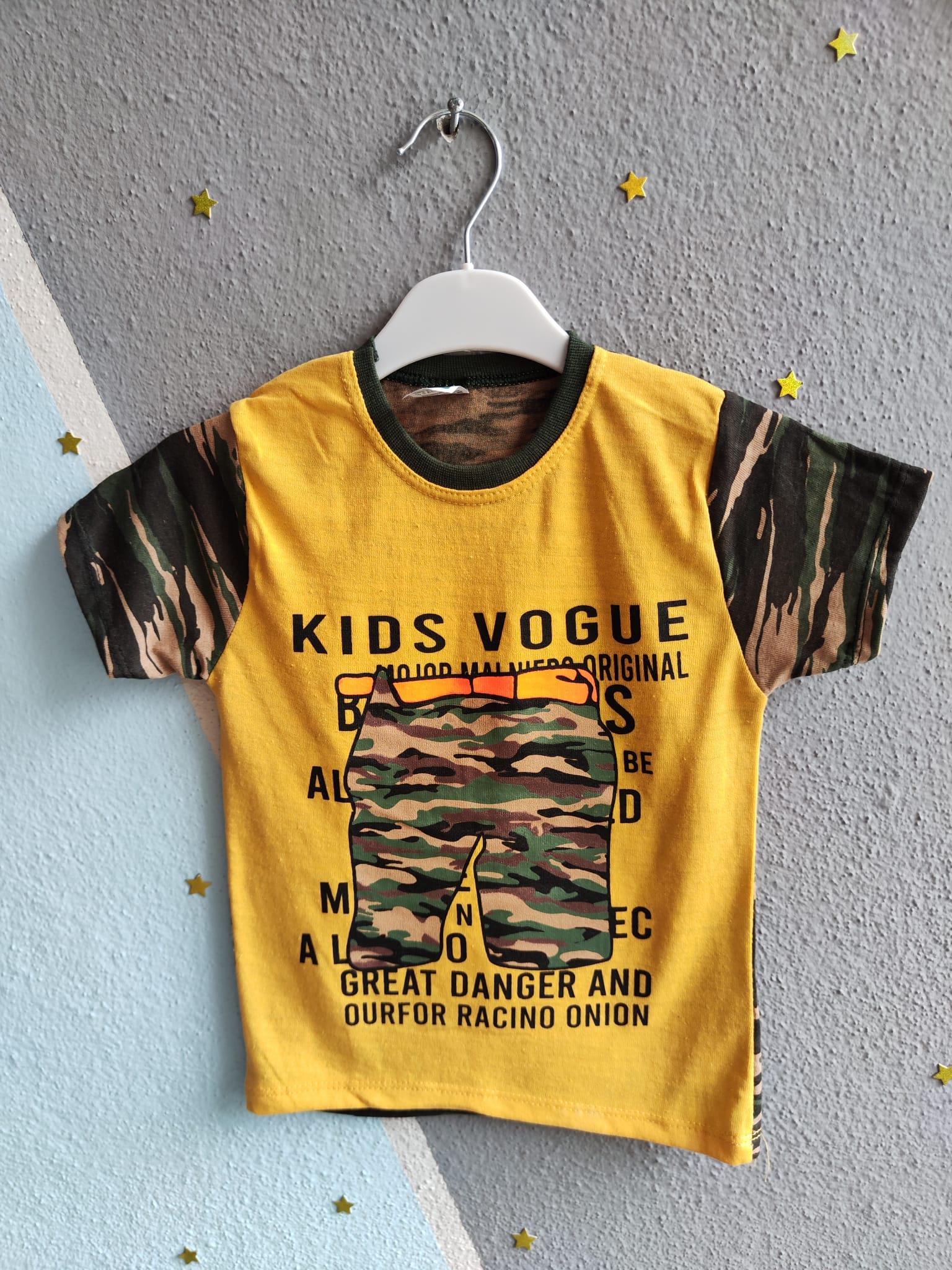 Kids Vogue Baskılı Yazlık Erkek Takım- Sarı