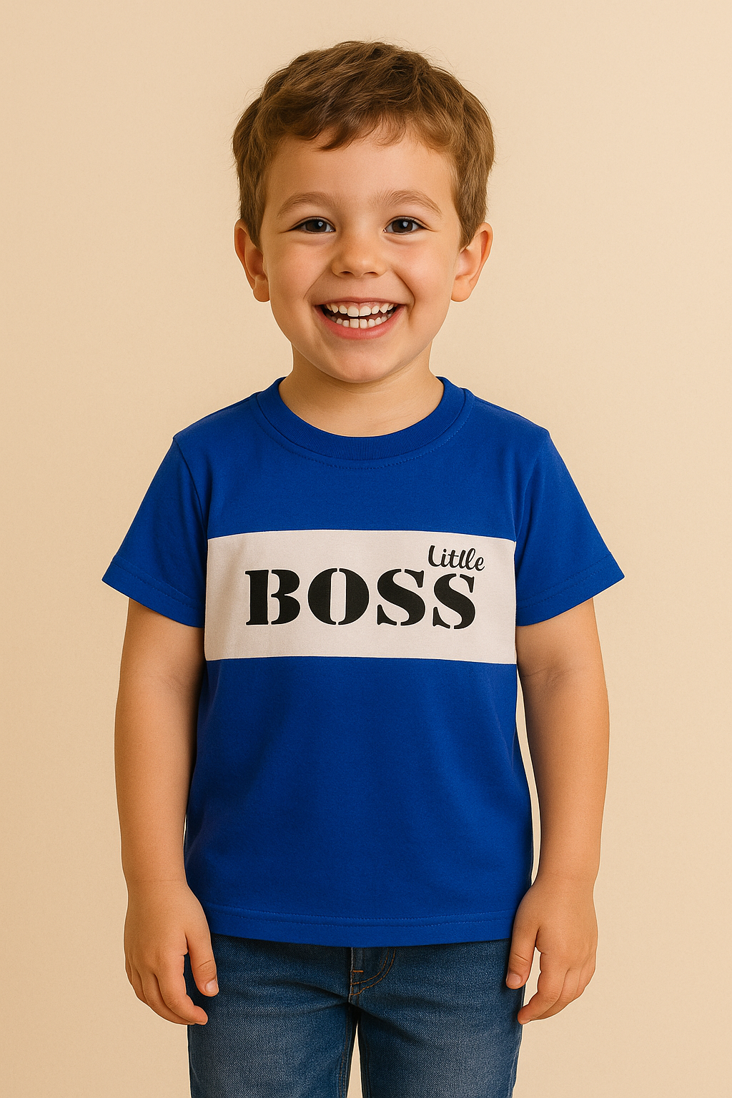 Little Boss Baskılı Erkek T-Shirt - Saks