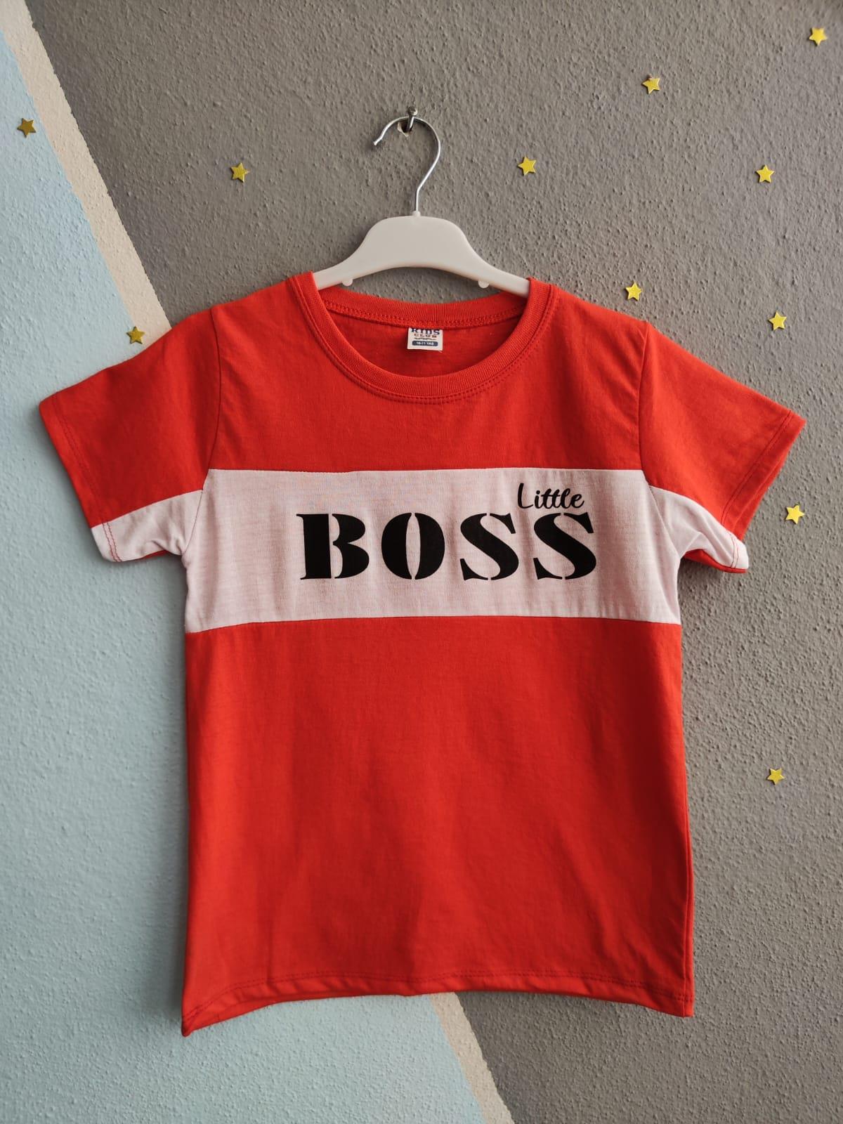 Little Boss Baskılı Erkek T-Shirt - Turuncu