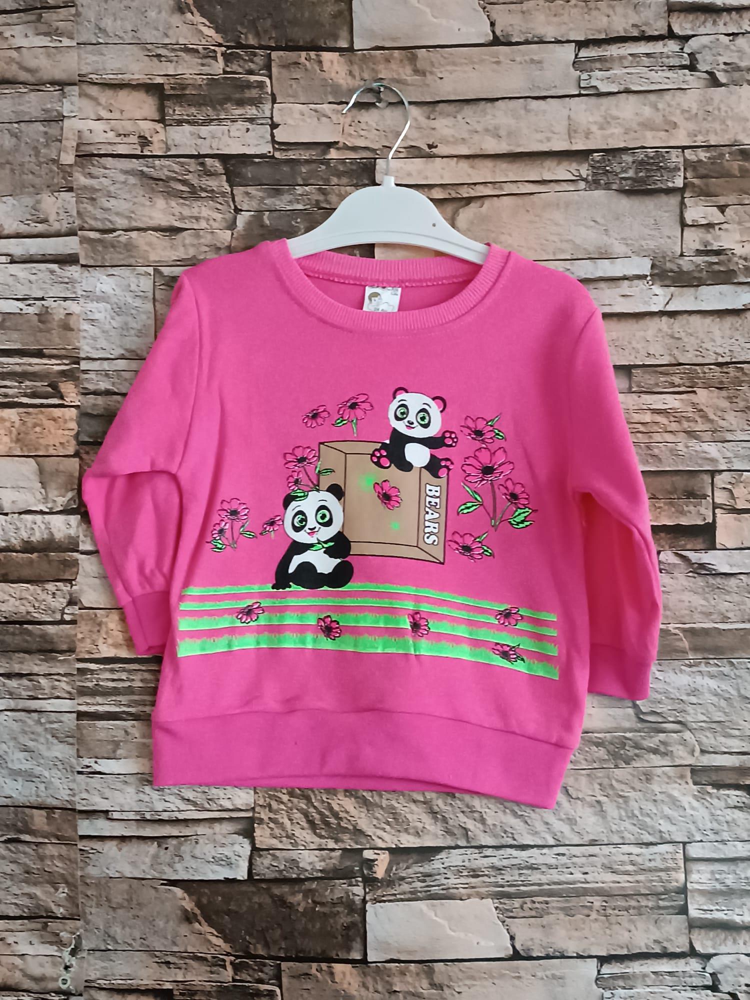 Mevsimlik Panda Baskılı Kız Çocuk Takımı - Pembe
