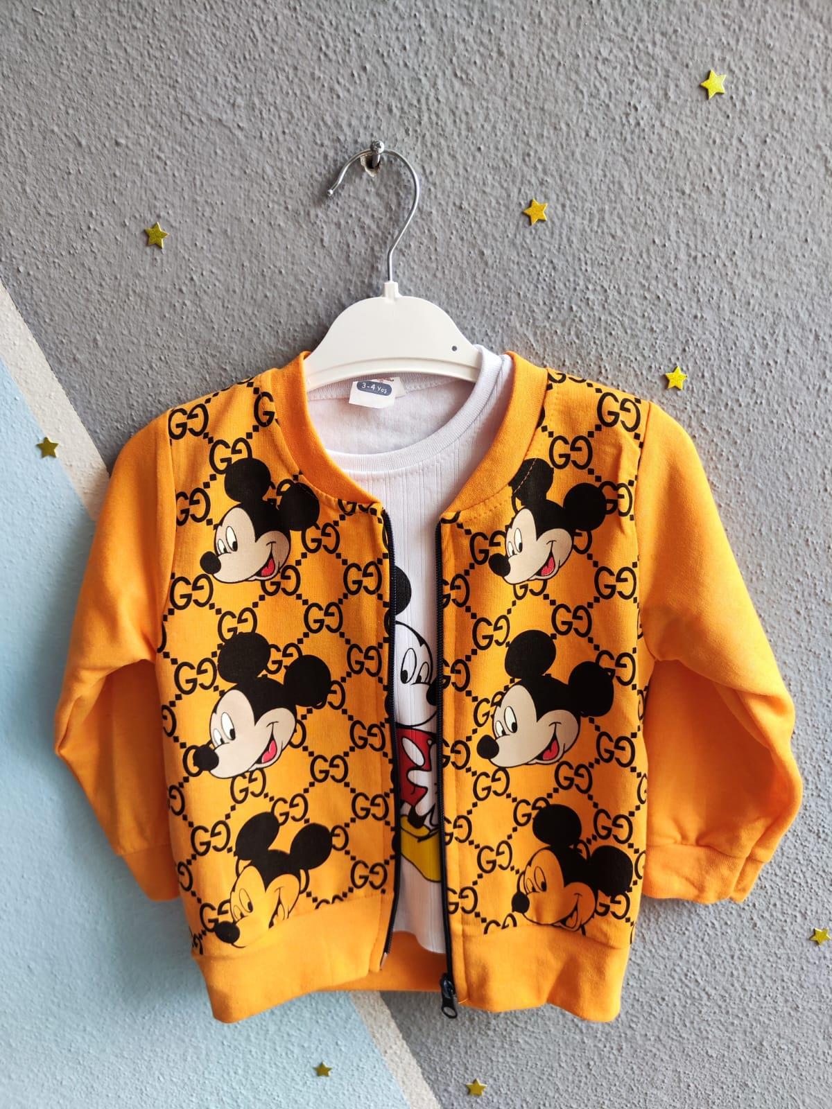 Mickey Baskılı Üçlü Erkek Takım -Sarı