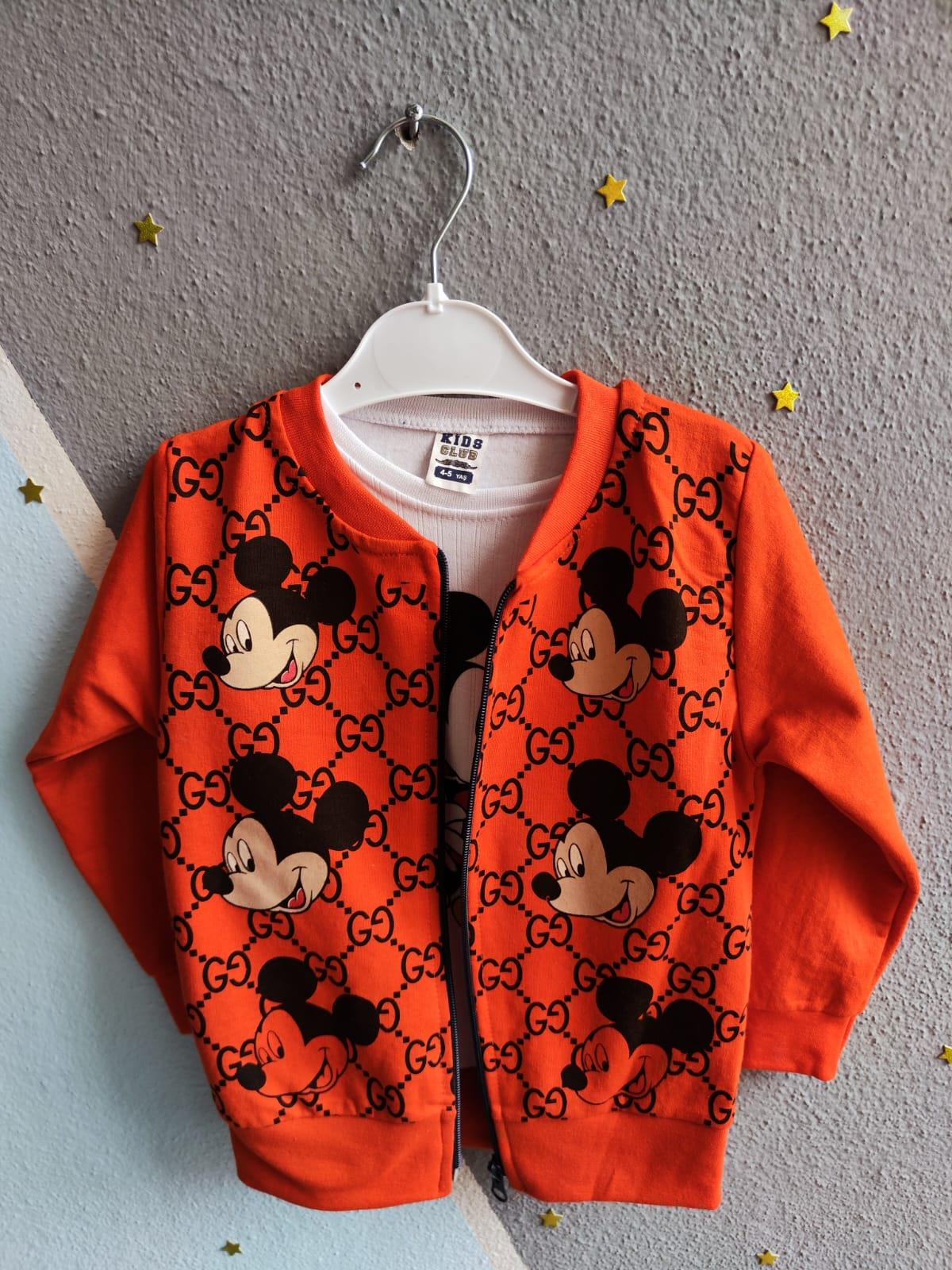 Mickey Baskılı Üçlü Erkek Takım -Turuncu