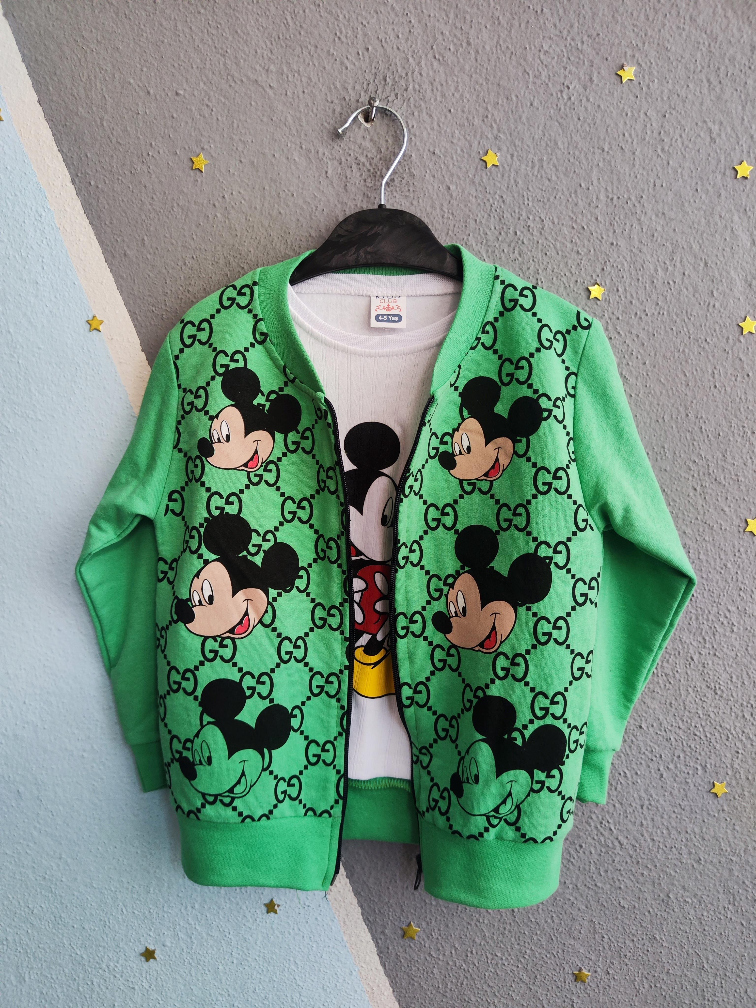 Mickey Baskılı Üçlü Erkek Takım -Yeşil
