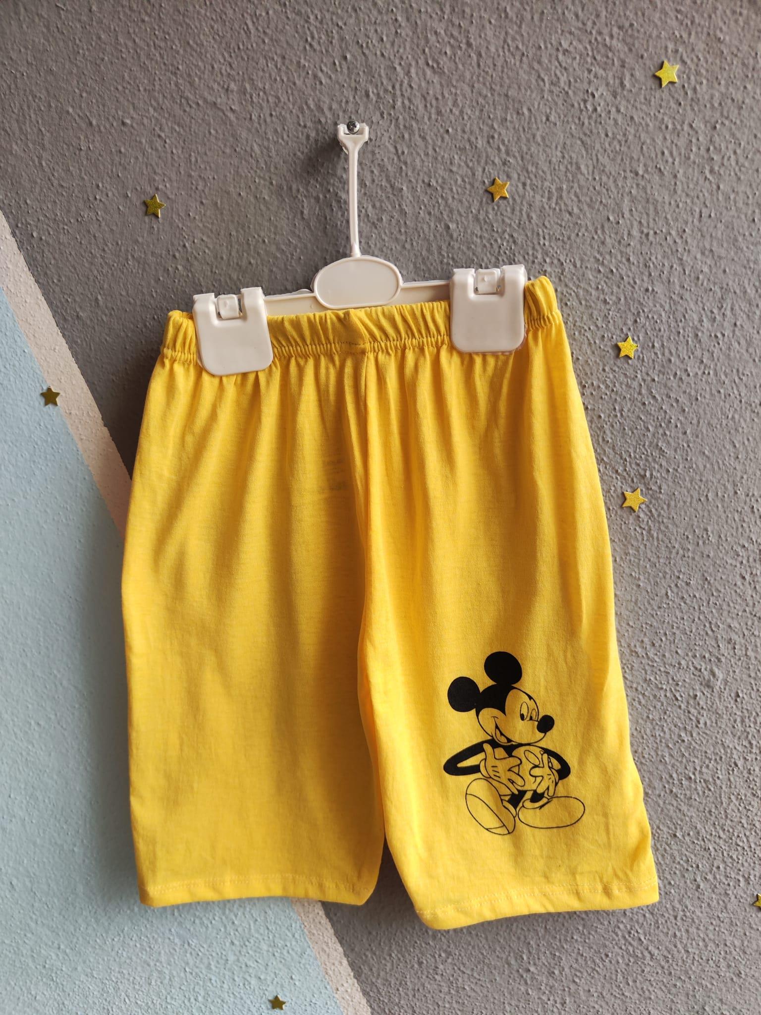 Mickey Baskılı Yazlık Erkek Takım- Sarı