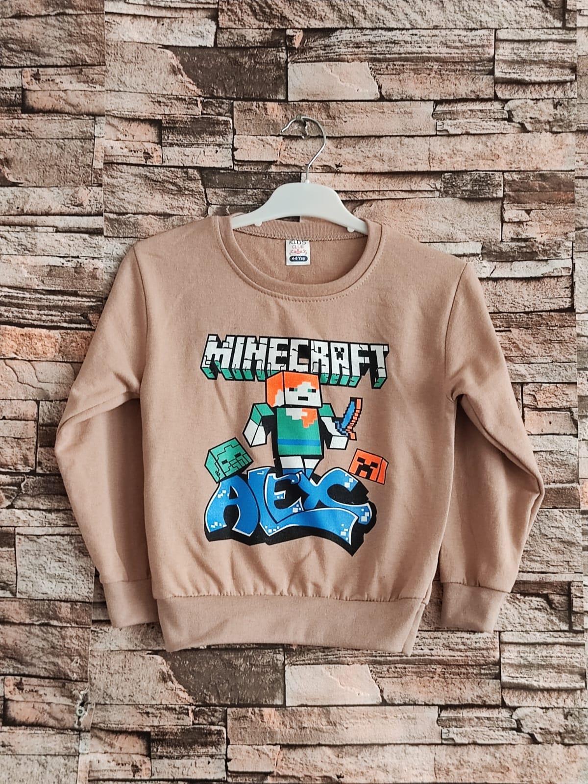 1380 - Minecraft Baskılı Erkek Takım - Bej