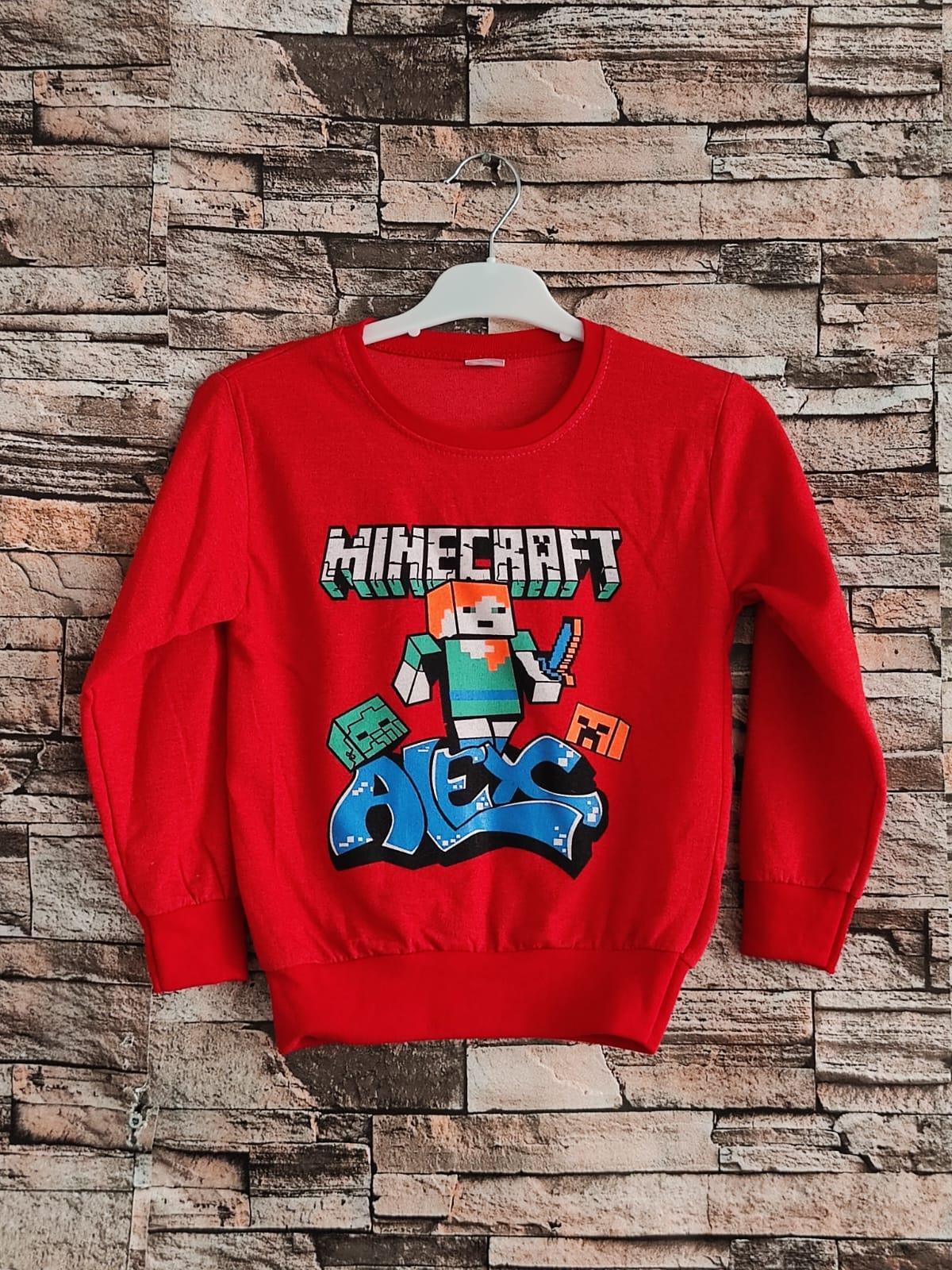 1380 - Minecraft Baskılı Erkek Takım - Kırmızı