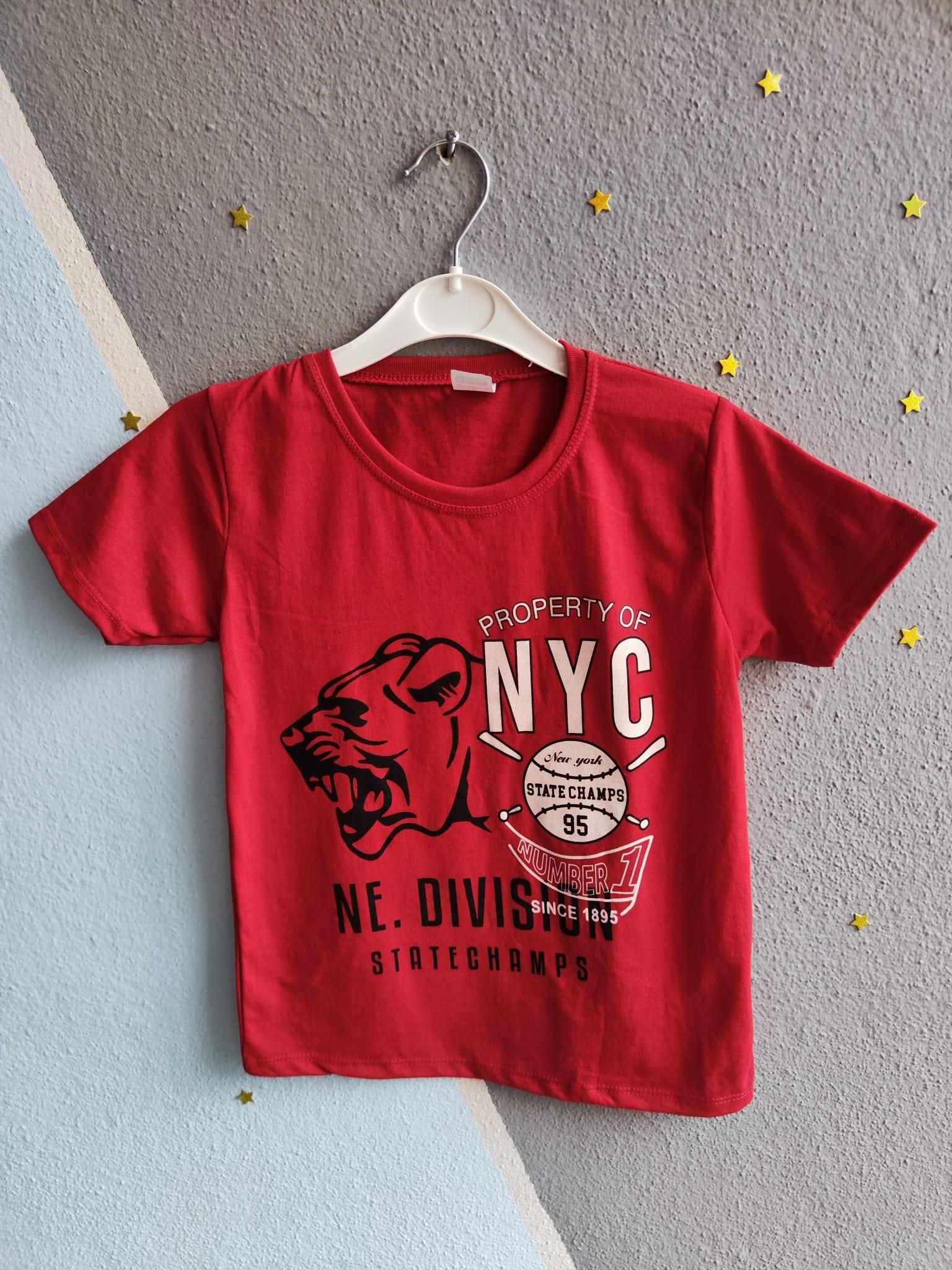NYC Baskılı Kısa Kollu Erkek Takım - Kırmızı