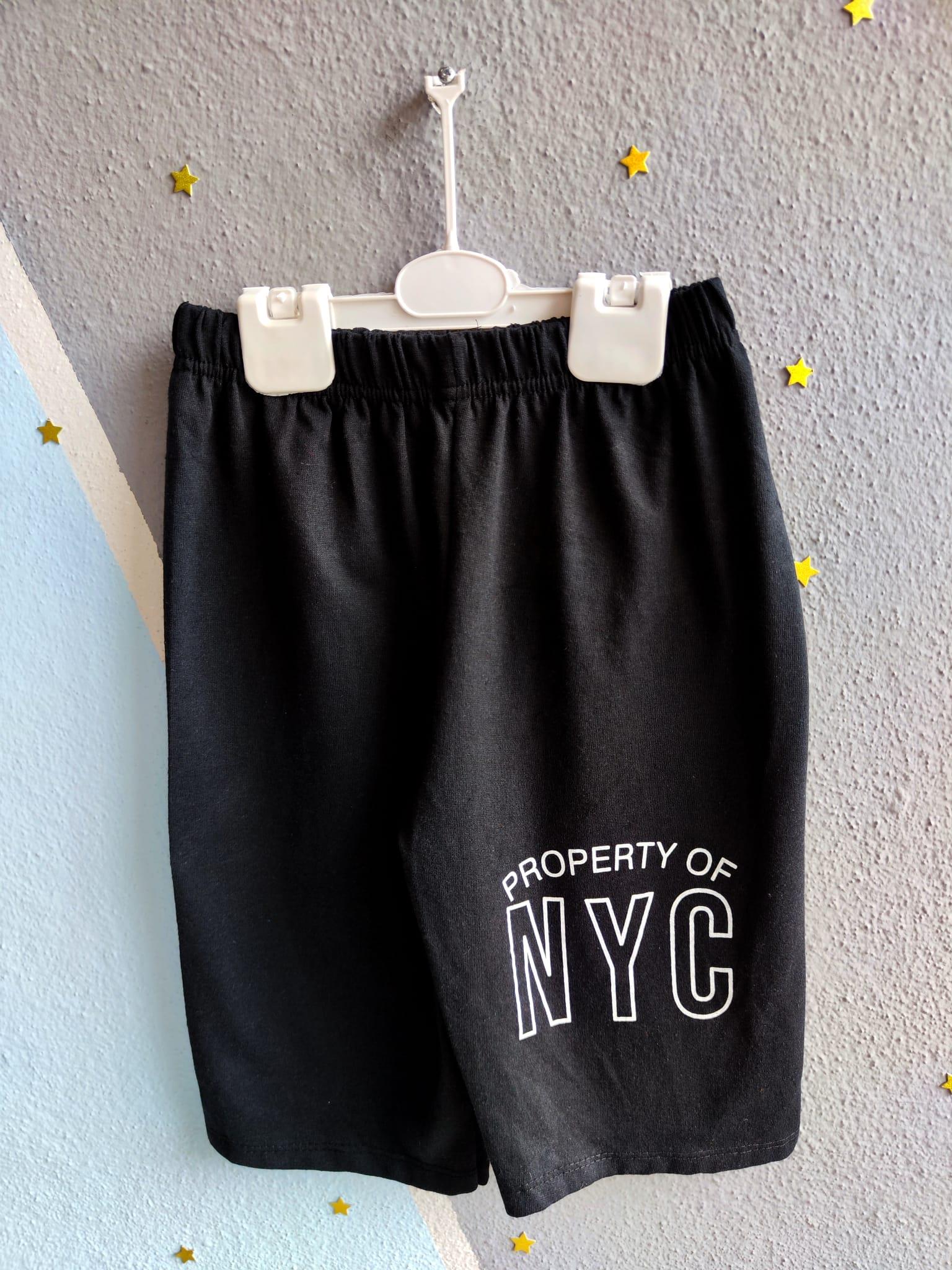 NYC Baskılı Kısa Kollu Erkek Takım - Açık mavi