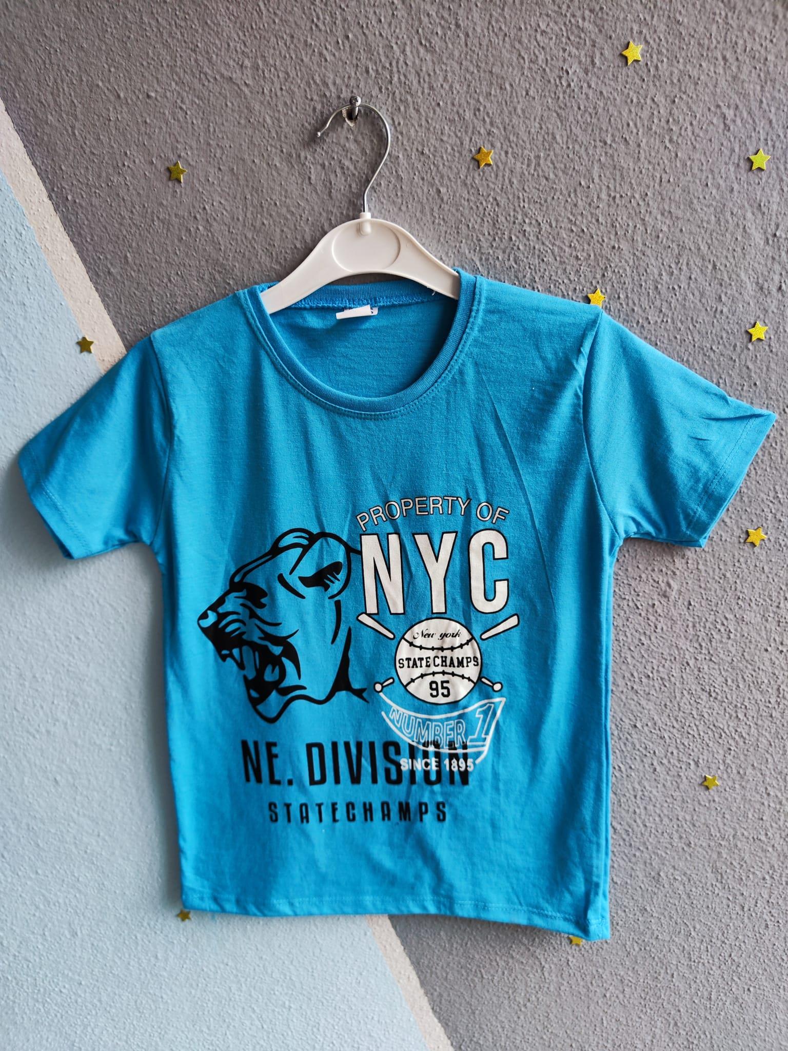 NYC Baskılı Kısa Kollu Erkek Takım - Açık mavi