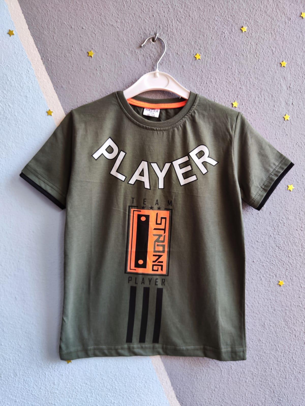 Player Baskılı Erkek T-Shirt - Haki