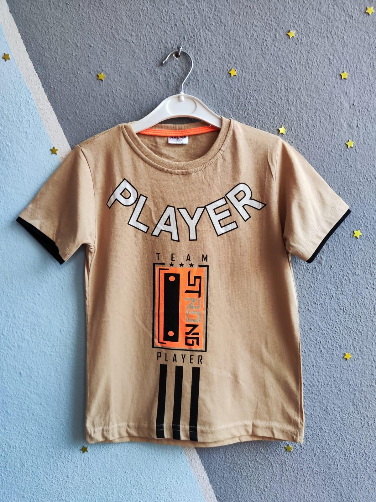 Player Baskılı Erkek T-Shirt - Krem
