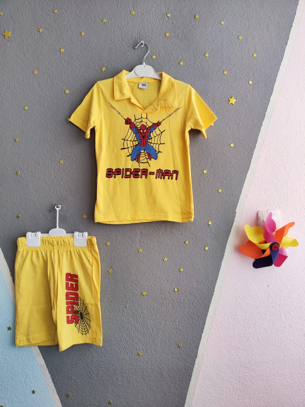 Spiderman Baskılı Marka Erkek Takım - Sarı