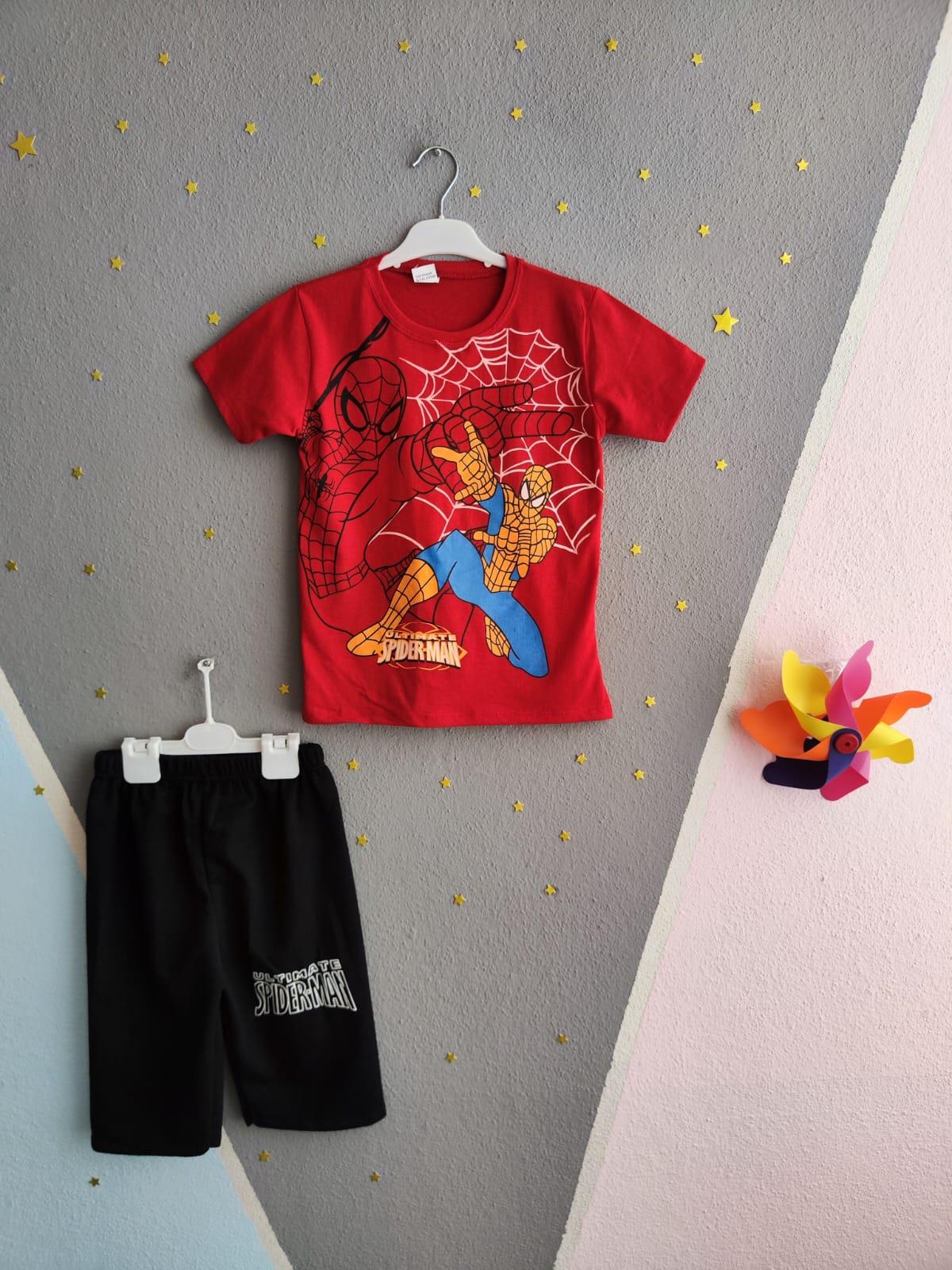Spiderman Kısa Kollu Erkek Takım - Kırmızı