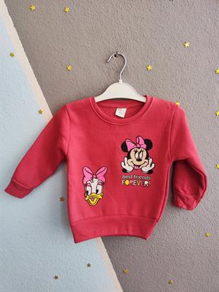 1248 - Minnie Duffy Baskılı Kışlık Aylık Kız Takım - Koyu Pembe