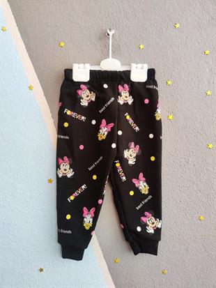 1248 - Minnie Duffy Baskılı Kışlık Aylık Kız Takım - Koyu Pembe