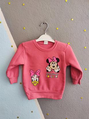 1248 - Minnie Duffy Baskılı Kışlık Aylık Kız Takım - Pembe
