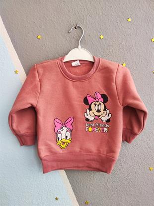 1248 - Minnie Duffy Baskılı Kışlık Aylık Kız Takım - Gül Kurusu