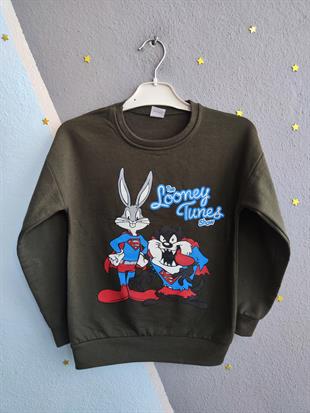 1301 - The Looney Tunes Show Baskılı Erkek Takım - Haki