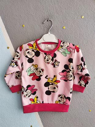 1312 - Minnie Karakter Baskılı Aylık Kız Takım - Pembe