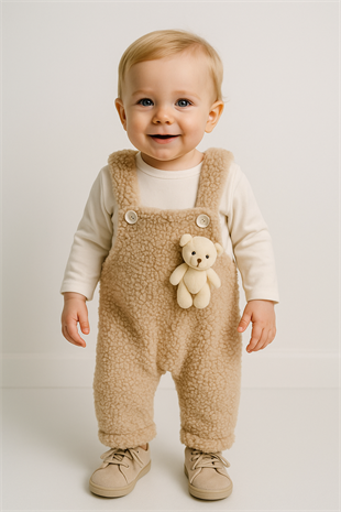 1332 -  Ayıcıklı Bebek Tulum - Bej