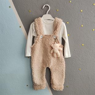 1332 -  Ayıcıklı Bebek Tulum - Bej