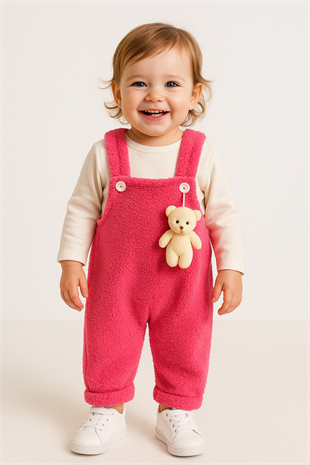 1332 -  Ayıcıklı Bebek Tulum - Fuşya