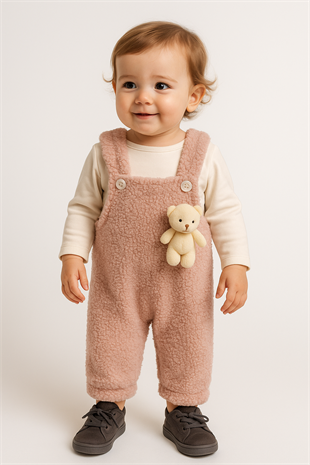 1332 -  Ayıcıklı Bebek Tulum - Gül Kurusu