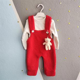 1332 -  Ayıcıklı Bebek Tulum - Kırmızı