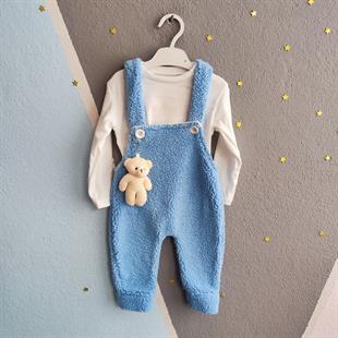 1332 -  Ayıcıklı Bebek Tulum - Mavi