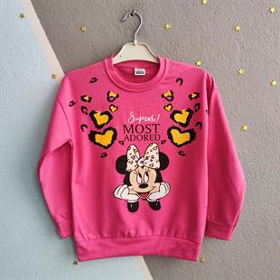 1390 - Kalpli Minnie Baskılı Kız Çocuk Takımı - Pembe
