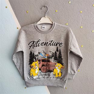 1391 - Adventure Baskılı Erkek Çocuk Takım - gri