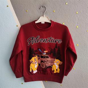 1391 - Adventure Baskılı Erkek Çocuk Takım - bordo