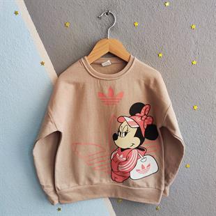 1421 - Karakter baskılı arkası desenli kız çocuk takımı - Nar Çiçeği