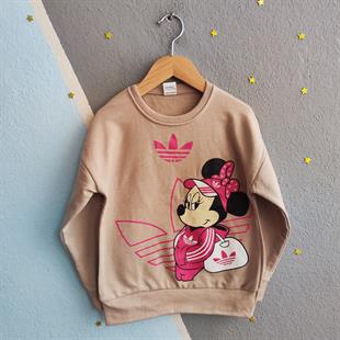 1421 - Karakter baskılı arkası desenli kız çocuk takımı - Fuşya