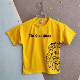 1464 - The Lion King Yazılı Yazlık Erkek Takım - Sarı