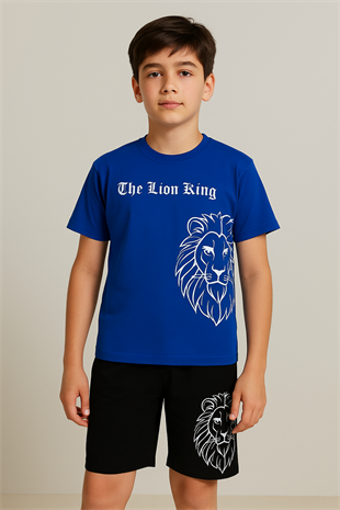 1464 - The Lion King Yazılı Yazlık Erkek Takım - Saks