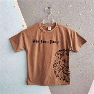 1464 - The Lion King Yazılı Yazlık Erkek Takım - Kahve