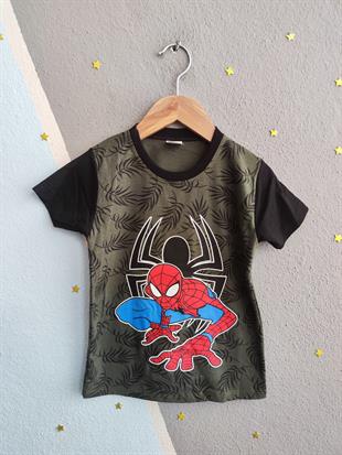 1465 - Örümcek Adam Baskılı Yazlık Erkek Takım - Haki