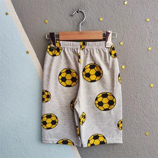 1479 - Futbol Topu  Baskılı Yazlık Erkek Çocuk Takımı - Sarı