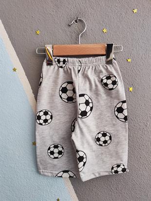1479 - Futbol Topu  Baskılı Yazlık Erkek Çocuk Takımı - Siyah