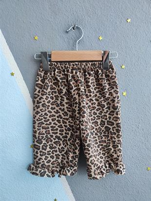 1520 - Önü kalp baskılı leopar desenli kız çocuk takımı - Mor