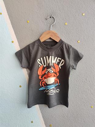 1526 - Summer Baskılı Erkek Çocuk Takım - Füme