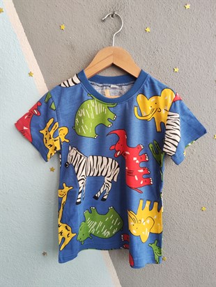 1535 - Zebra Baskılı Erkek Çocuk Takımı - Saks