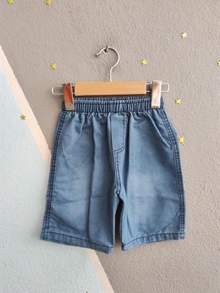 1539 - Superior Baskılı Kot Şortlu Erkek Takım - Mavi