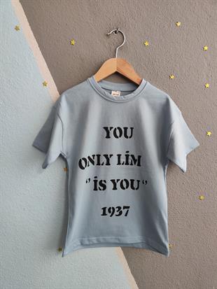 1555 - You Baskılı Erkek Tişört - buz mavisi