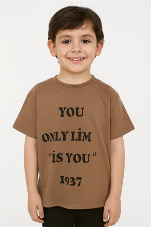 1555 - You Baskılı Erkek Tişört - Kahve
