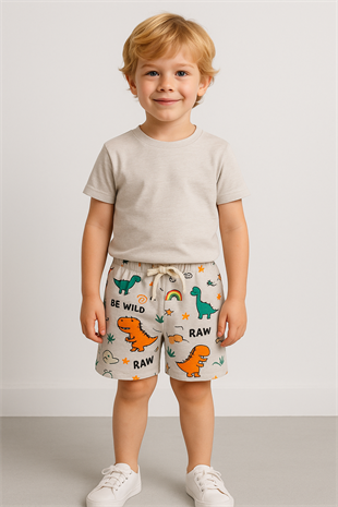 1569 - Magic Baskılı Erkek Şort - Gri