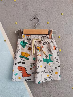 1569 - Magic Baskılı Erkek Şort - Gri