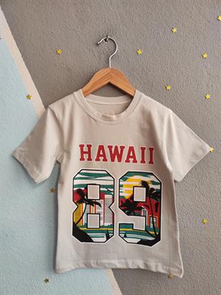 1578 -  Hawaii Baskılı Erkek Takım - Gri- Füme