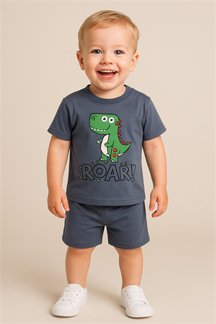 1592 - Roar Baskılı Erkek Çocuk Takım - Koyu Mavi